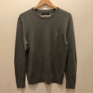 All Saints Men's Grey Merino Wool Crewneck Sweater